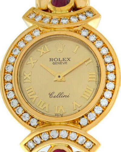 Rolex Cellini 23MM Champagne Dial Yellow Gold Bracelet (5184)