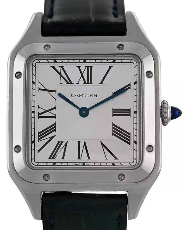 Cartier Santos Dumont 31.5MM Quartz Silver Dial Leather Strap (4228)