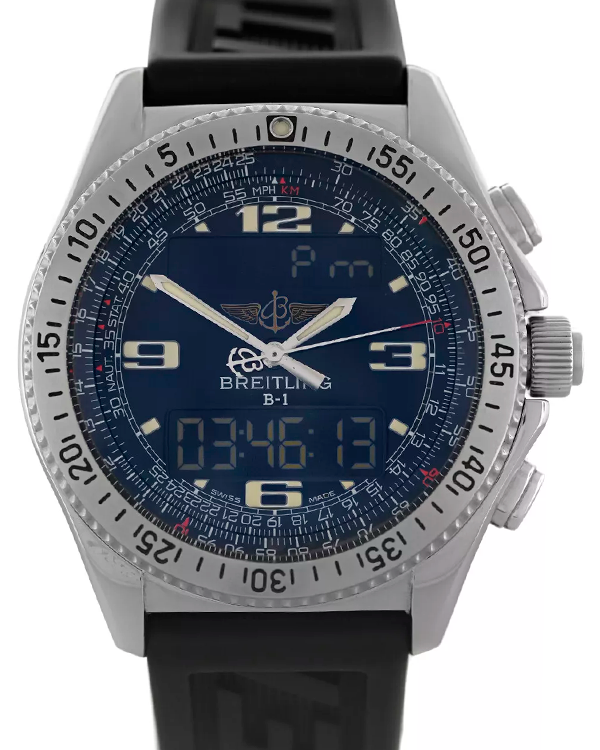 2005 Breitling Professional  B-1 43MM Quartz Black Dial Rubber Strap (A68362)