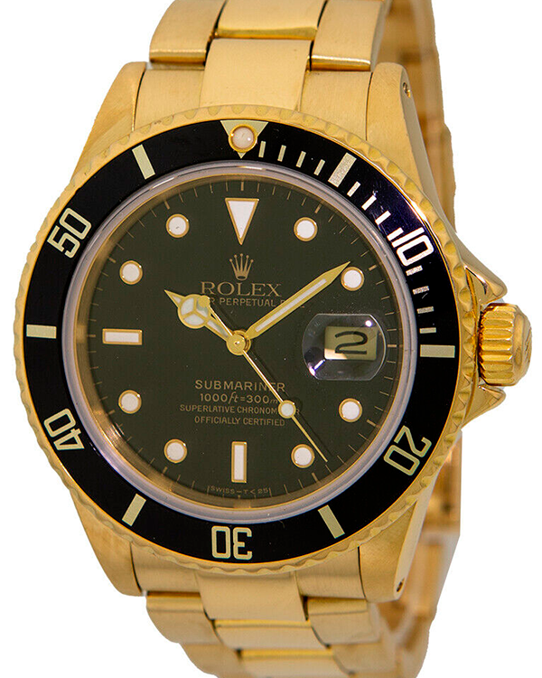 Rolex Submariner 40MM Black Dial Yellow Gold Bracelet (16808)