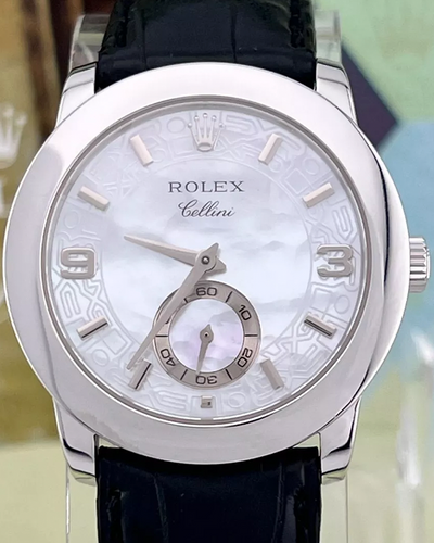 2007 Rolex Cellini Cellinium 35MM Mother Of Pearl Dial Leather Strap (5240)