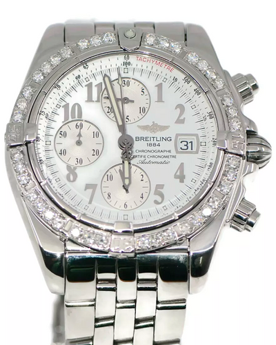 Breitling Chronomat Evolution 44MM White Dial Steel Bracelet (A13356)