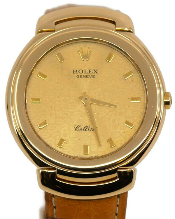 Rolex Cellini 37MM Champagne Dial Leather Strap (6623)