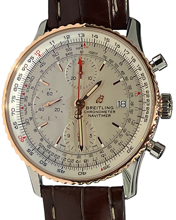 Breitling Navitimer 41MM Steel Silver Dial Leather Strap (U13324211G1P1)