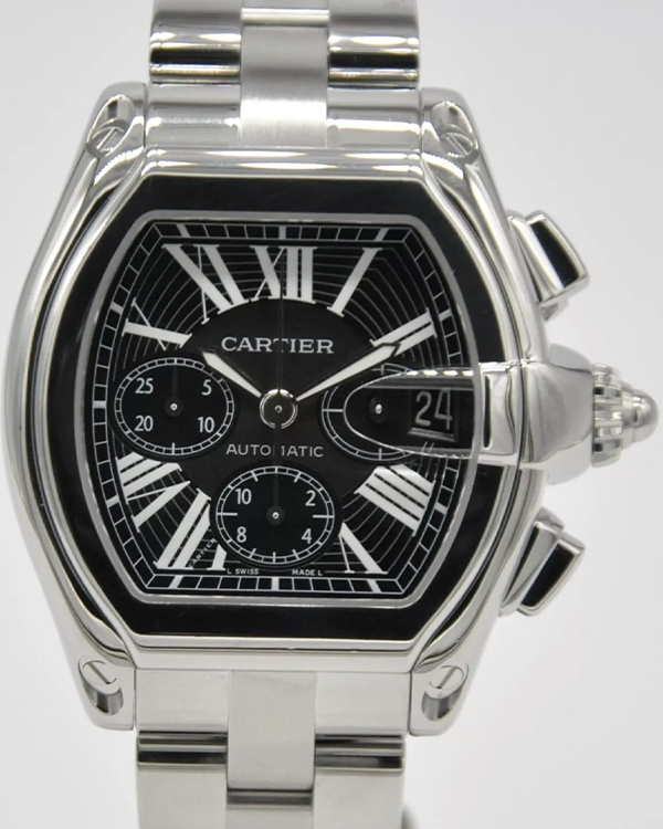 2004 Cartier Roadster XL Chronograph 49MM Black Dial Steel Bracelet (W62020X6)