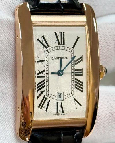 Cartier Tank Américaine de Cartier 27x45MM Ivory Dial Leather Strap (2505)