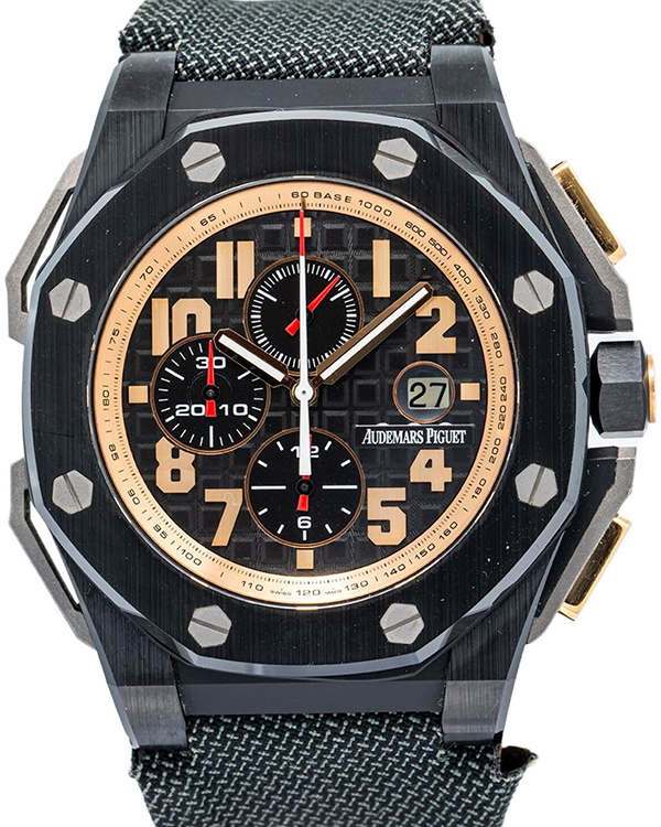 2011 Audemars Piguet Royal Oak Offshore "Arnold Schwarzenegger The Legacy" L.E. 48MM Black Dial Textile Strap (26378IO.OO.A001KE.01)