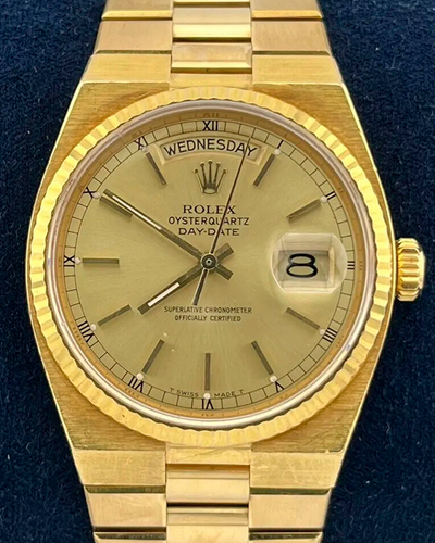 Rolex Day-Date Oysterquartz Vintage 36MM Champagne Dial Yellow Gold Bracelet (19018)