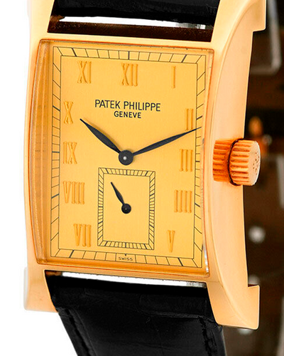 Patek Philippe Pagoda 29X41MM Gold Dial Leather Strap (5500 J)