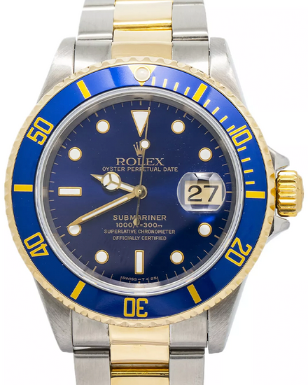 Rolex Submariner Date "Bluesy" 40MM Blue Dial Two-Tone Oyster Bracelet (16613)