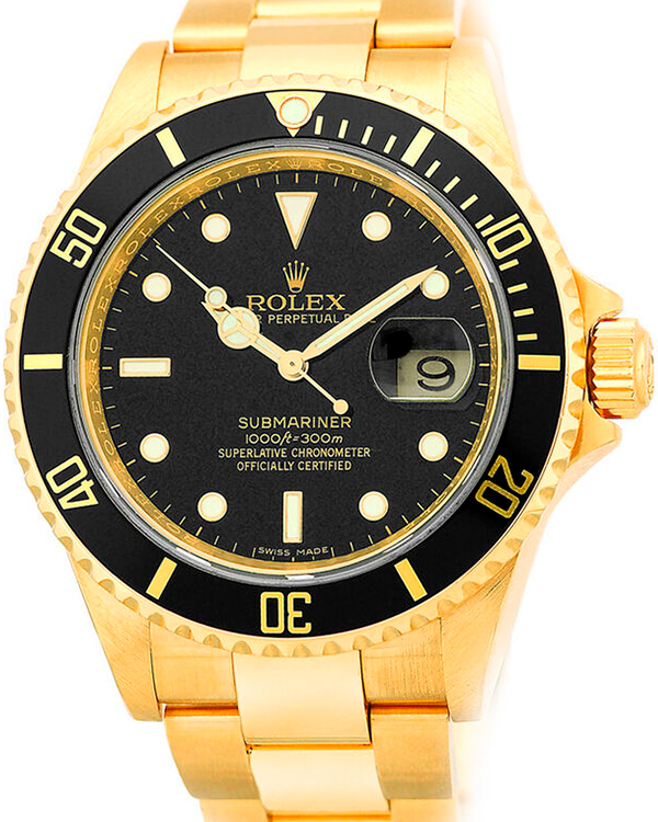 Rolex Submariner Date 40MM Black Dial Yellow Gold Bracelet (16618)