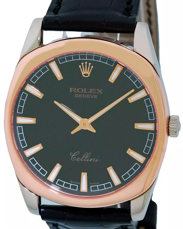 Rolex Cellini Danaos 39MM Black Dial Leather Strap (4243)