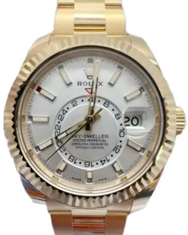 Rolex Sky-Dweller 42MM White Dial Yellow Gold Bracelet (326938)