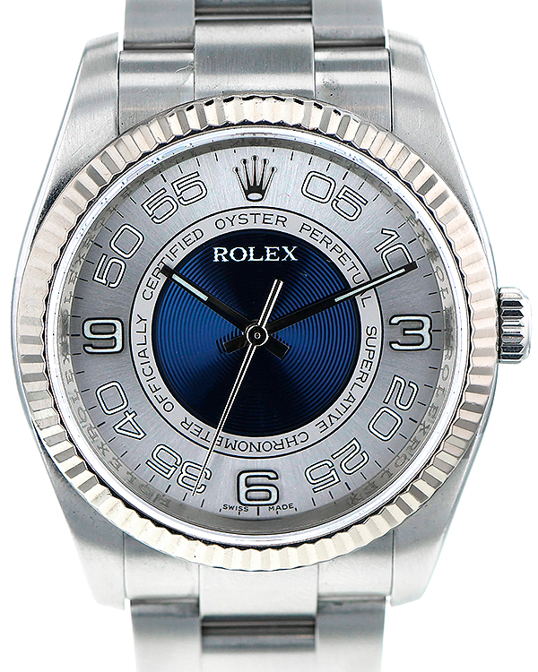 Rolex Oyster Perpetual 36MM Concentric Blue Dial White Steel Bracelet (116034)