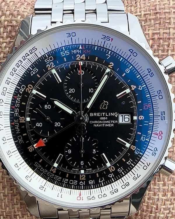 Breitling Navitimer World GMT 46 Chronograph Steel Black Dial (A24322)