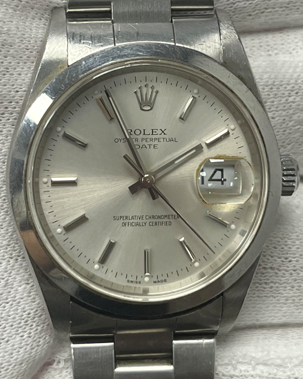 Rolex Oyster Perpetual Date 34MM Silver Dial Steel Bracelet (15200)