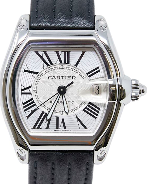 2006 Cartier Roadster De Cartier 38MM Silver Dial Leather Strap (W62000V3)