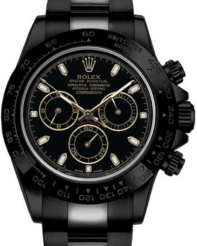 Rolex Cosmograph Daytona 40MM Aftermarket PVD/DLC-Coated Black Dial Oyster Bracelet (116523)