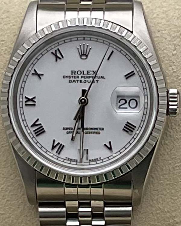 Rolex Datejust 36 Jubilee Bracelet Steel White Dial (16220)