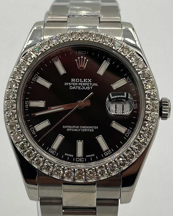 Rolex Datejust II 41MM Diamond Black Dial Steel Bracelet (116300)