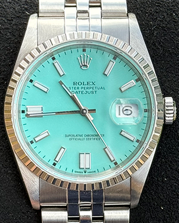 2000 Rolex Datejust 36MM Turquoise Dial Steel Jubilee Bracelet (16220)