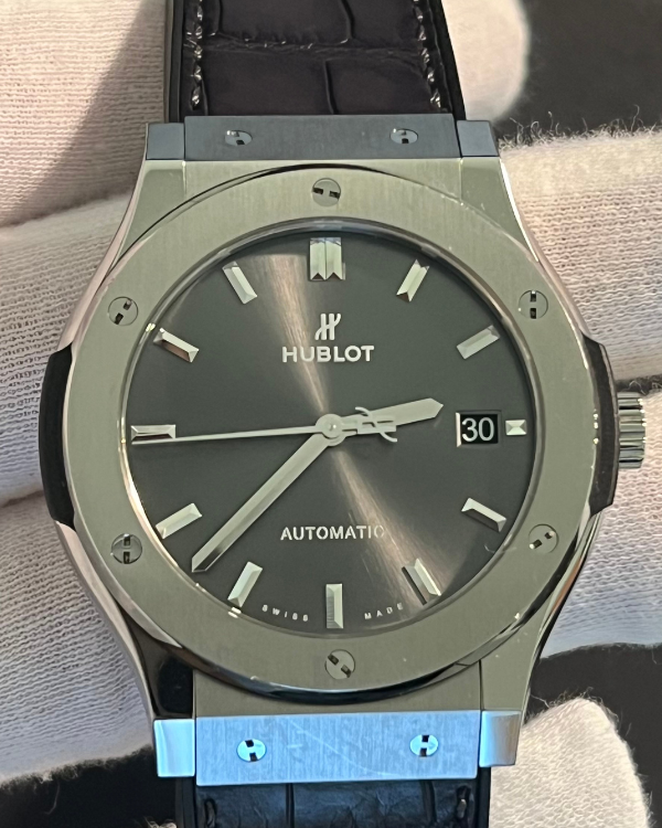 No Reserve - 2017 Hublot Classic Fusion Racing 45MM Grey Dial Leather Strap (511.NX.7071.LR)