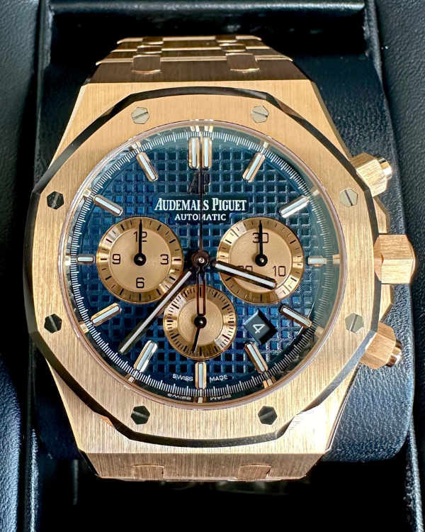 Audemars Piguet Royal Oak Chronograph 41MM Blue Dial Pink Gold Bracelet (26331OR)
