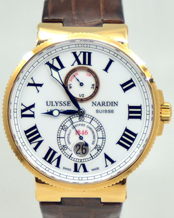 Ulysse Nardin Marine Chronometer 43MM White Dial Leather Strap (266-67)