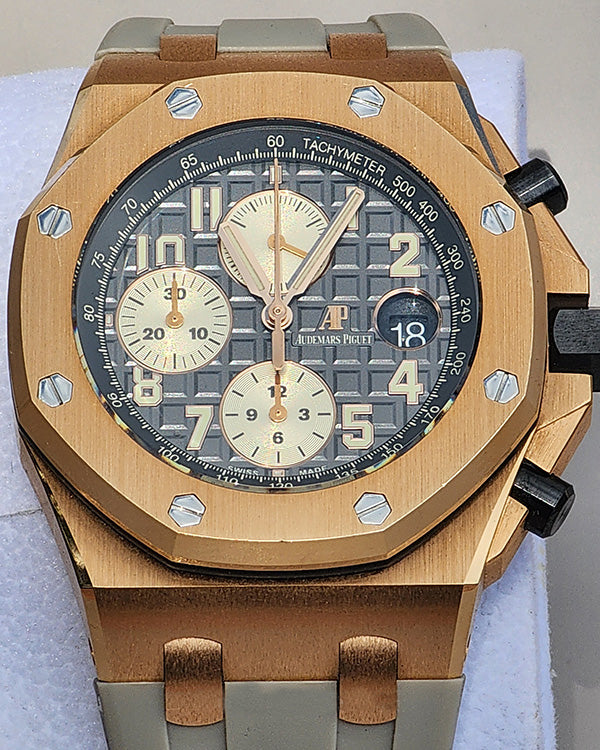 Audemars Piguet Royal Oak Offshore Selfwinding Chronograph in 18k Pink Gold with DISCONTINUED Ruthenium Dial (26470OR.OO.A125CR.01)