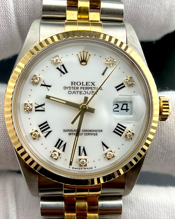 Rolex Datejust 36MM Vintage Jubilee Two-Tone Rare White Diamond Dial (16013)