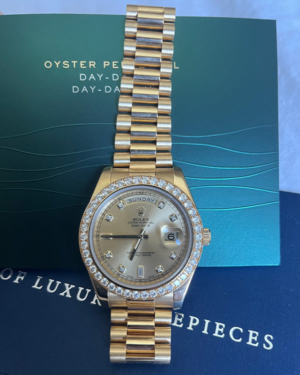 Rolex Day-Date II Yellow Gold Diamond Bezel (218348) – Grailzee