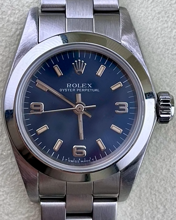 1998 Rolex Oyster Perpetual Lady 26MM Blue Dial Oyster Bracelet (67180)