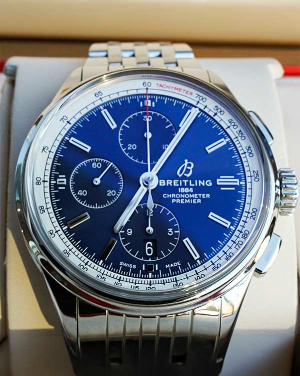 2020 Breitling Premier Chronograph 42MM Blue Dial Steel Bracelet (A13315351C1A1)