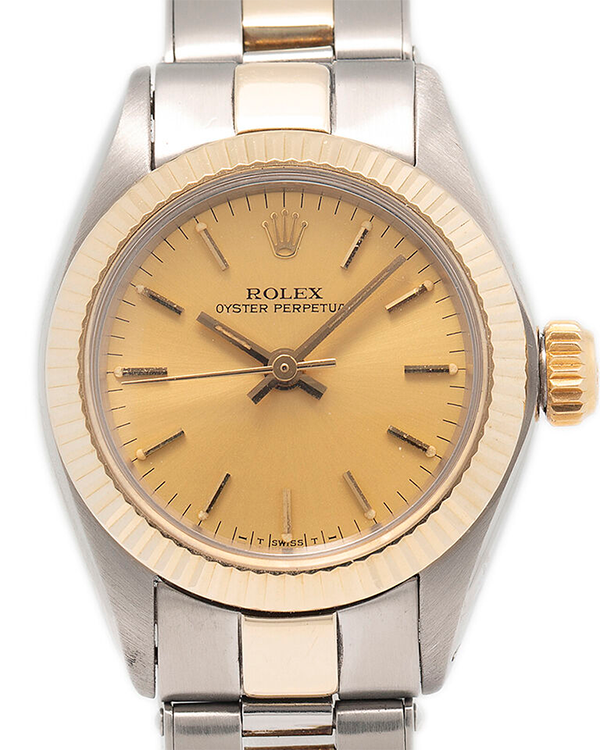 Rolex Oyster Perpetual Ladies 24mm Champagne Dial Two-Tone Bracelet (6719)