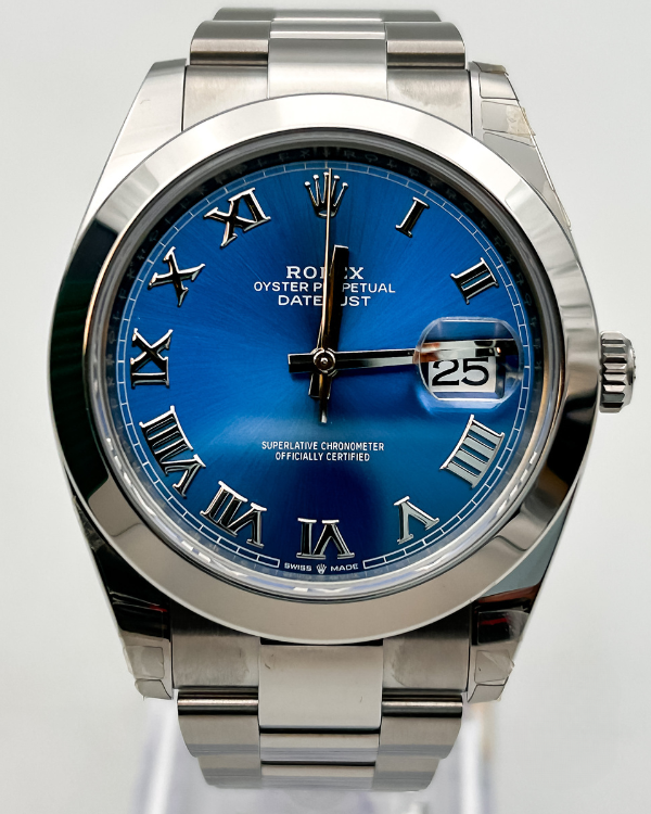 2023 Rolex Datejust 41 Oyster Azzurro Blue Roman Dial (126300)