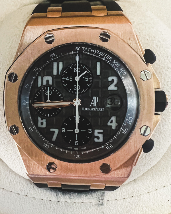 Audemars Piguet Royal Oak Offshore 42MM Rose Gold Black Dial Rubber Strap (25940OK)