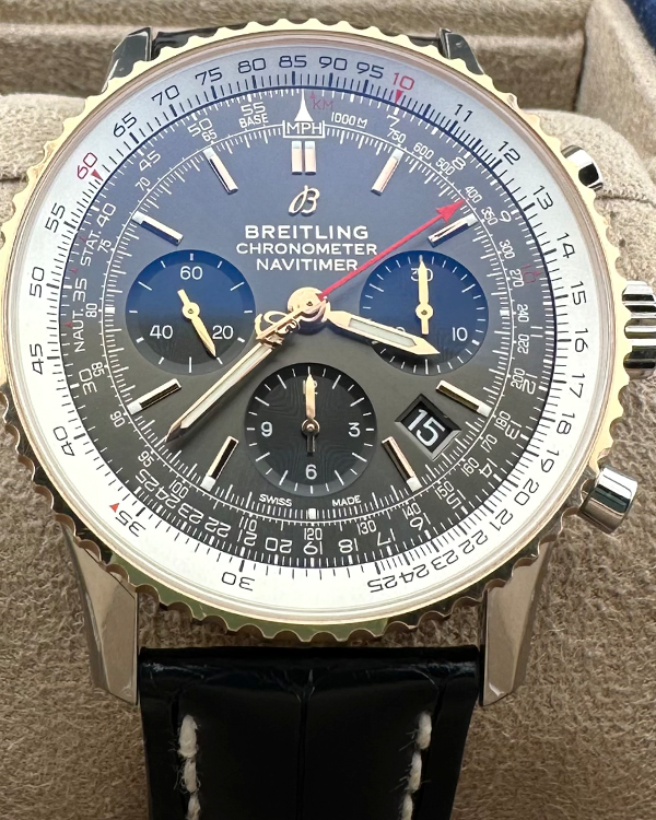 No Reserve - Breitling Navitimer B01 Red Gold Steel Grey Dial (UB0121211F1P2)