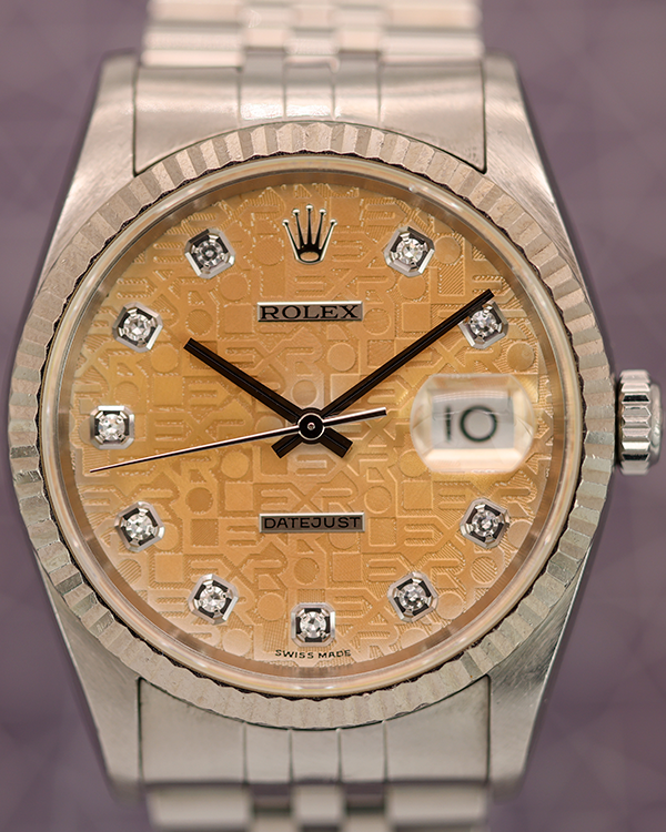 2000 (P Serial) Rolex Datejust 36MM Champagne "Jubilee Motif" Dial Jubilee Bracelet (16234)