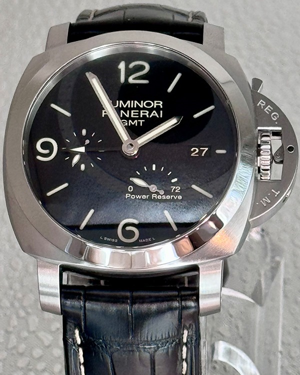 Panerai Luminor 1950 3 Days GMT 44MM Black Dial Leather Strap (PAM00321)