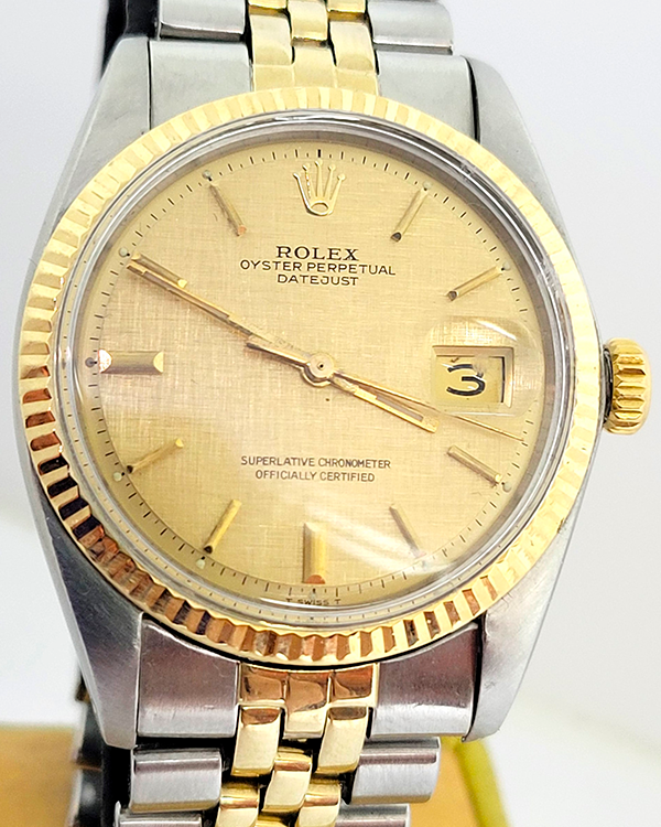 Rolex Datejust Vintage 36MM Champagne Pie Pan Dial Two-Tone Jubilee Bracelet (1601)