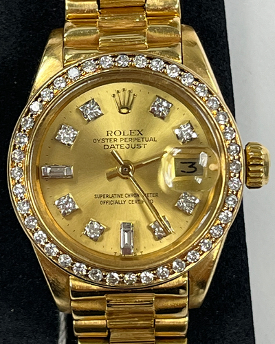 Rolex Lady-Datejust 26MM Champagne Dial Yellow Gold President Bracelet (6927)