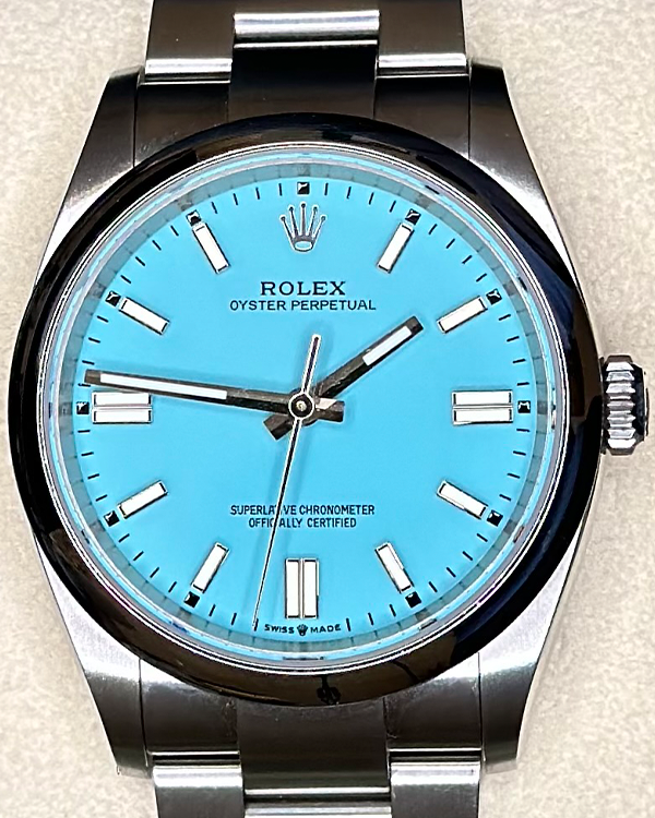 2023 Rolex Oyster Perpetual 36MM Aftermarket Turquoise Blue Dial Oyster Bracelet (126000)