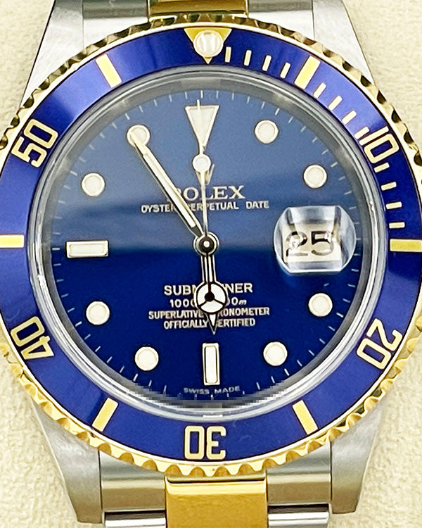 2004 Rolex Submariner Date Steel and Yellow Gold 40mm Bright Blue Dial (16613)