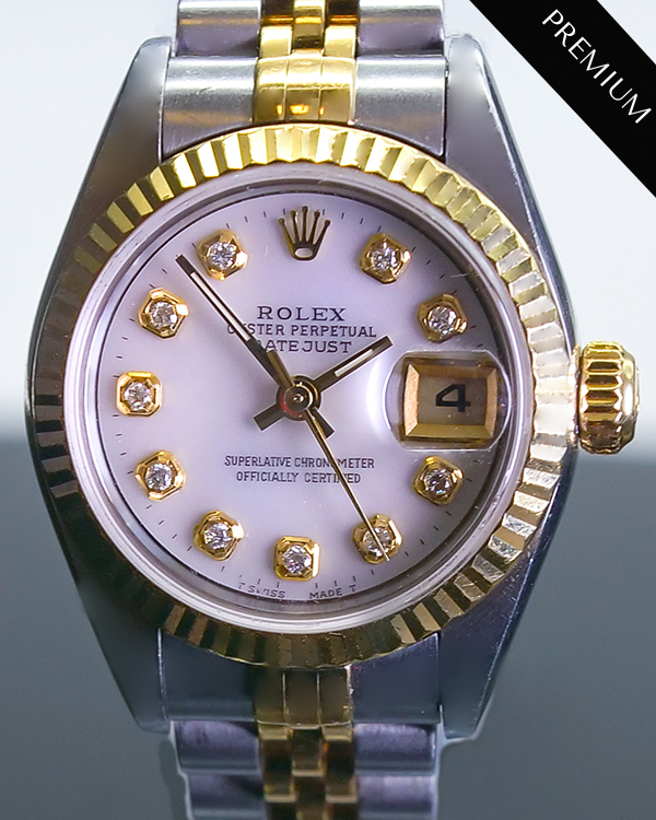 No Reserve - Rolex Datejust 26MM Jubilee Steel and Yellow Gold Factory Diamond White Dial (79173)