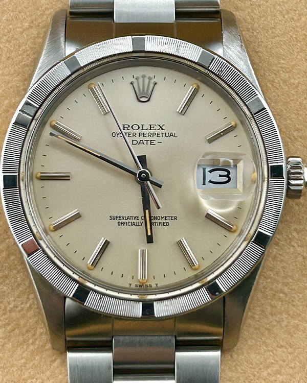 Rolex Oyster Perpetual Date Vintage 34MM Silver Dial Steel Bracelet (15010)