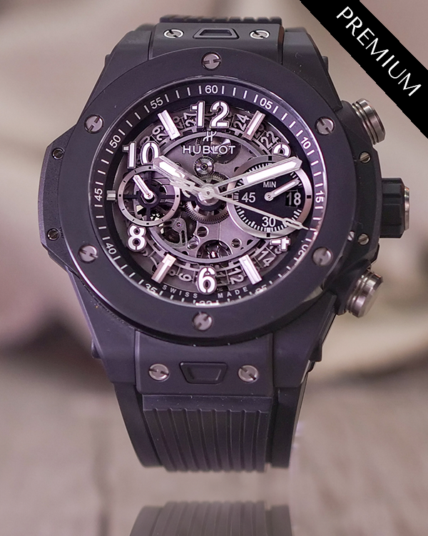 No Reserve - Hublot Big Bang Unico Black Magic 44MM Skeleton Dial Rubber Strap (421.CI.1170.RX)