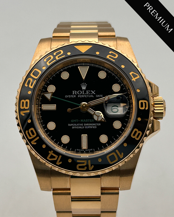 2006 Rolex GMT Master-II Yellow Gold Black Dial (116718LN)