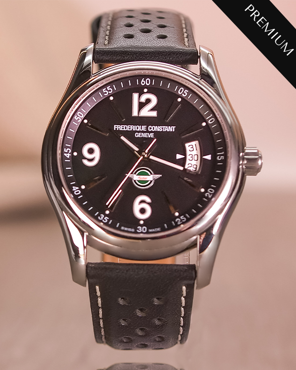 Frederique Constant Classic Junior Austin Healey 43MM Steel Black Dial Leather Strap (FC303HB6B6)