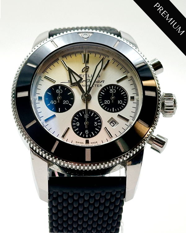 2021 Breitling Superocean Heritage B01 Chronograph 44MM Silver Dial Rubber Strap (AB0162121G1S1)