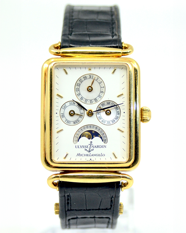 Ulysse Nardin Michelangelo Triple Calendar 29X47MM White Dial Leather Strap (161-42)